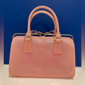 Furla Candy pink PVC large satchel bag with gold tone hardware